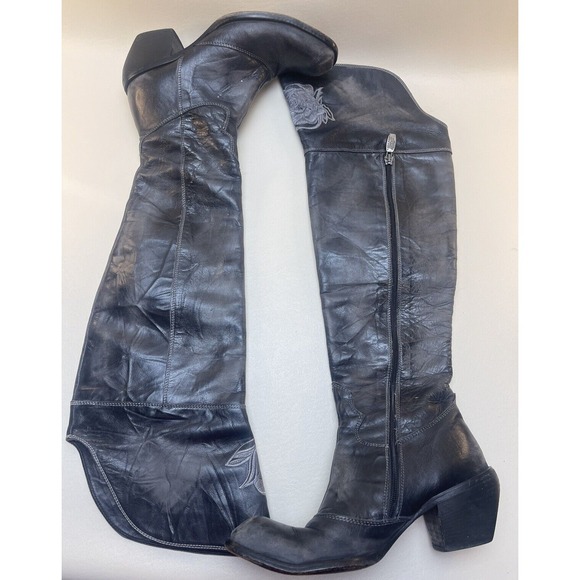 Mark Nason Women's Siren Size 7 Black  Leather Thigh High Boots Italy - Picture 7 of 15